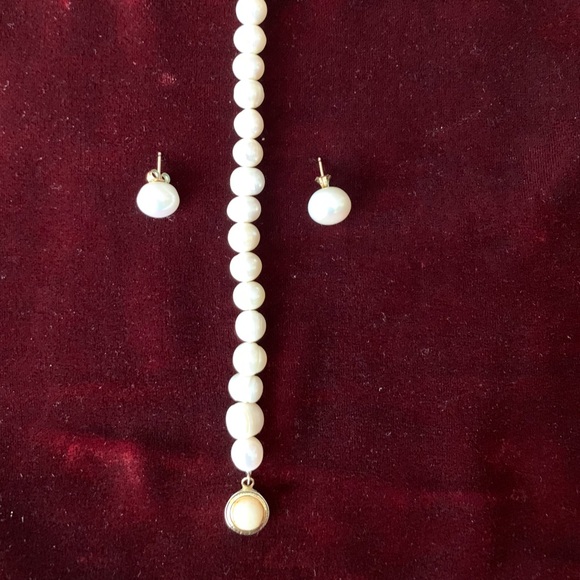 Vintage real pearl set long necklace bracelet earrings with real diamonds & gold - Picture 6 of 16